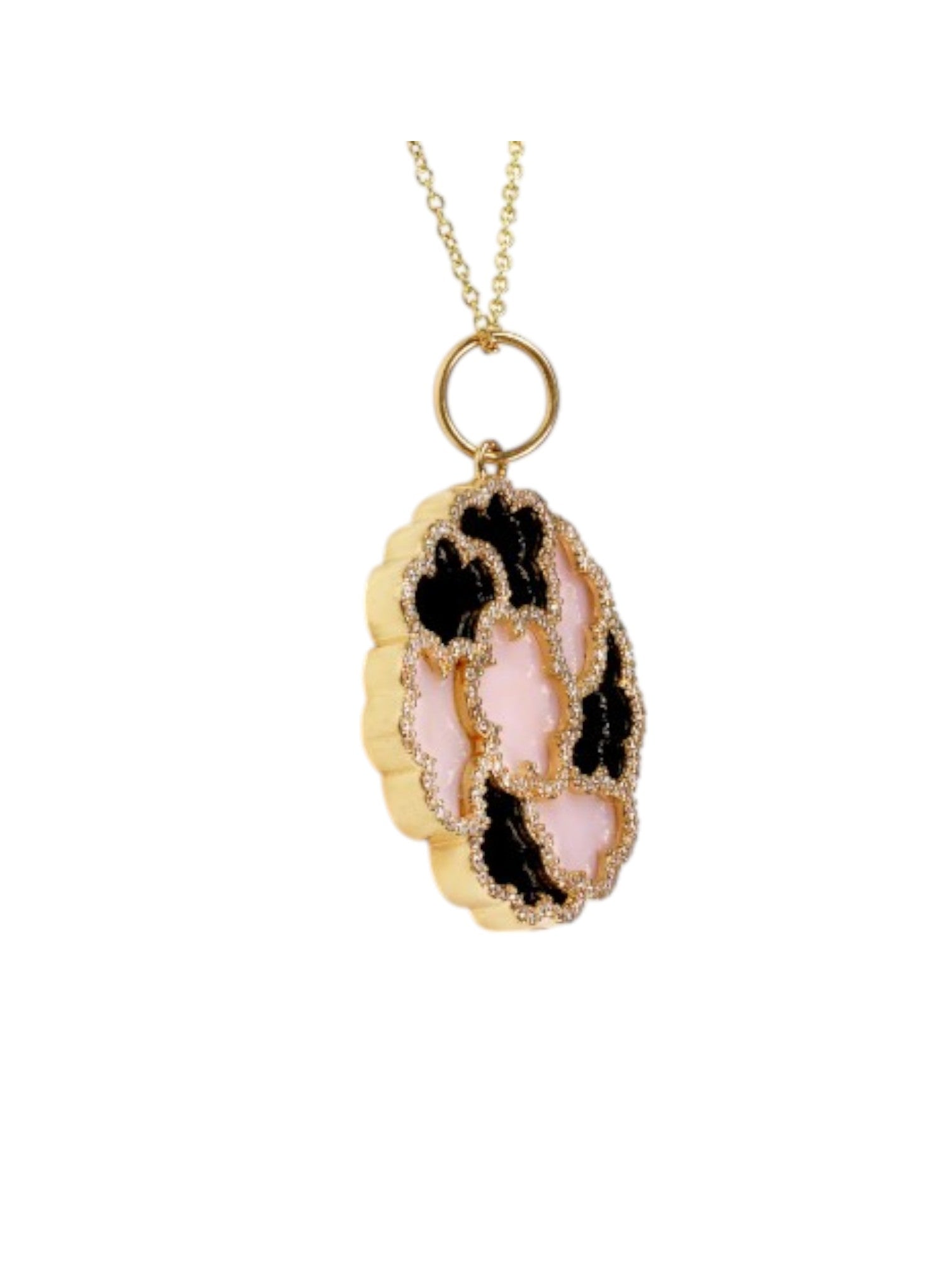 Trendy Enamel Design 925 Sterling Silver CZ Stones Rose Gold Plated Pendant With Chain For Women By Kesardeep
